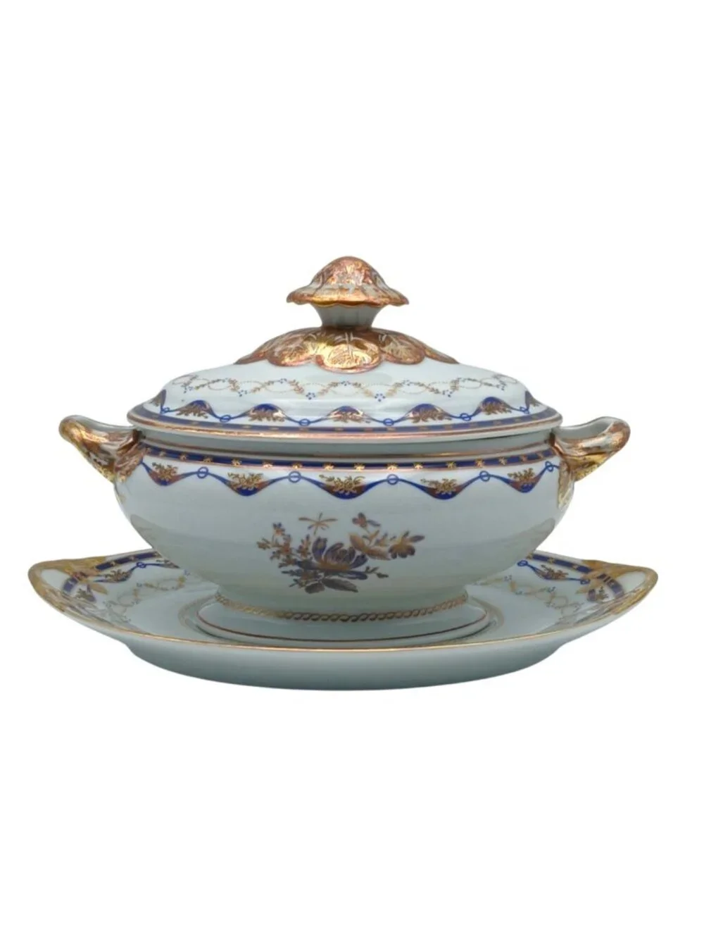 Vista Alegre Fontainebleau Covered Sauce Tureen & Underplate 22K Gold Portugal